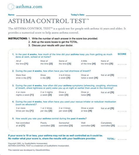 The Asthma Control Test and Asthma Control Questionnaire for 